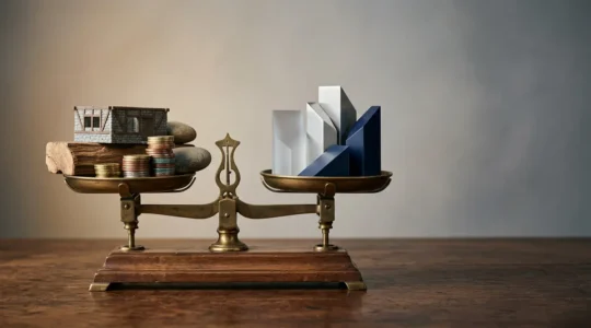 Illustration conceptuelle représentant la construction d'un patrimoine financier solide et diversifié en France