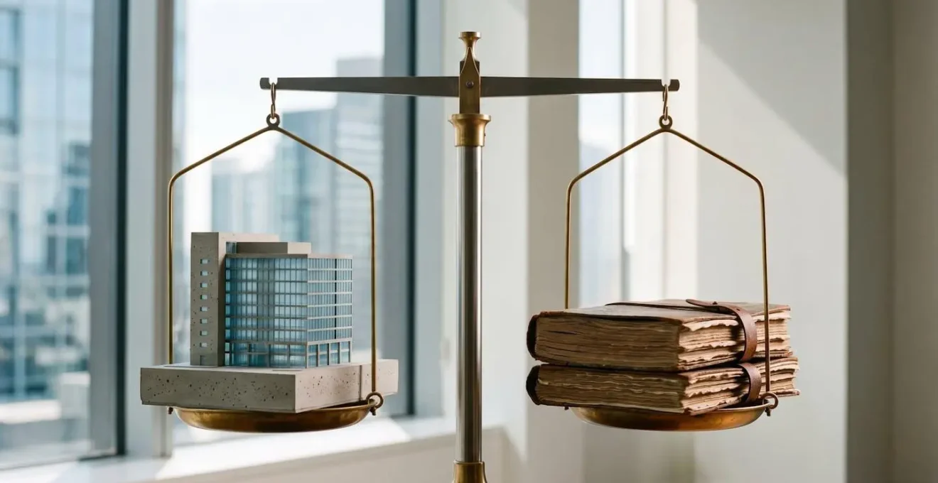 Investissement participatif immobilier illustrant la balance entre rendement et risque financier