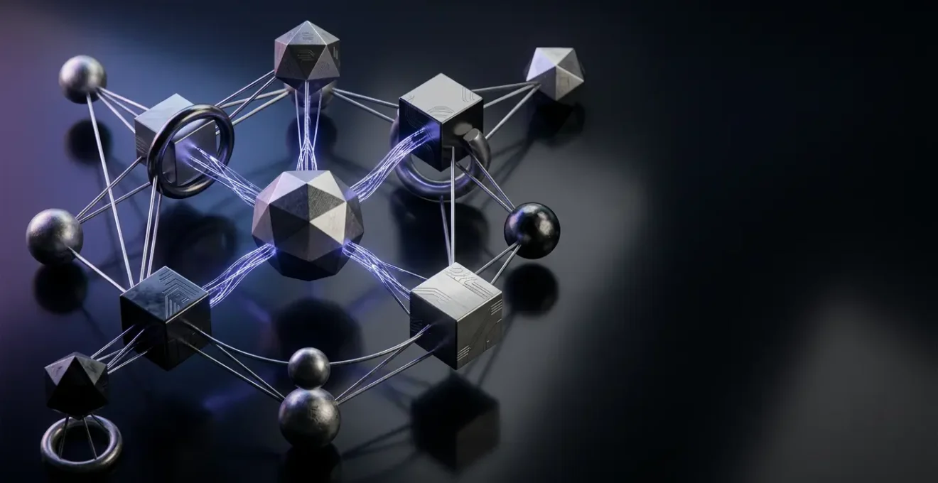 Concept de finance décentralisée avec des éléments abstraits symbolisant les rendements passifs et les cryptomonnaies