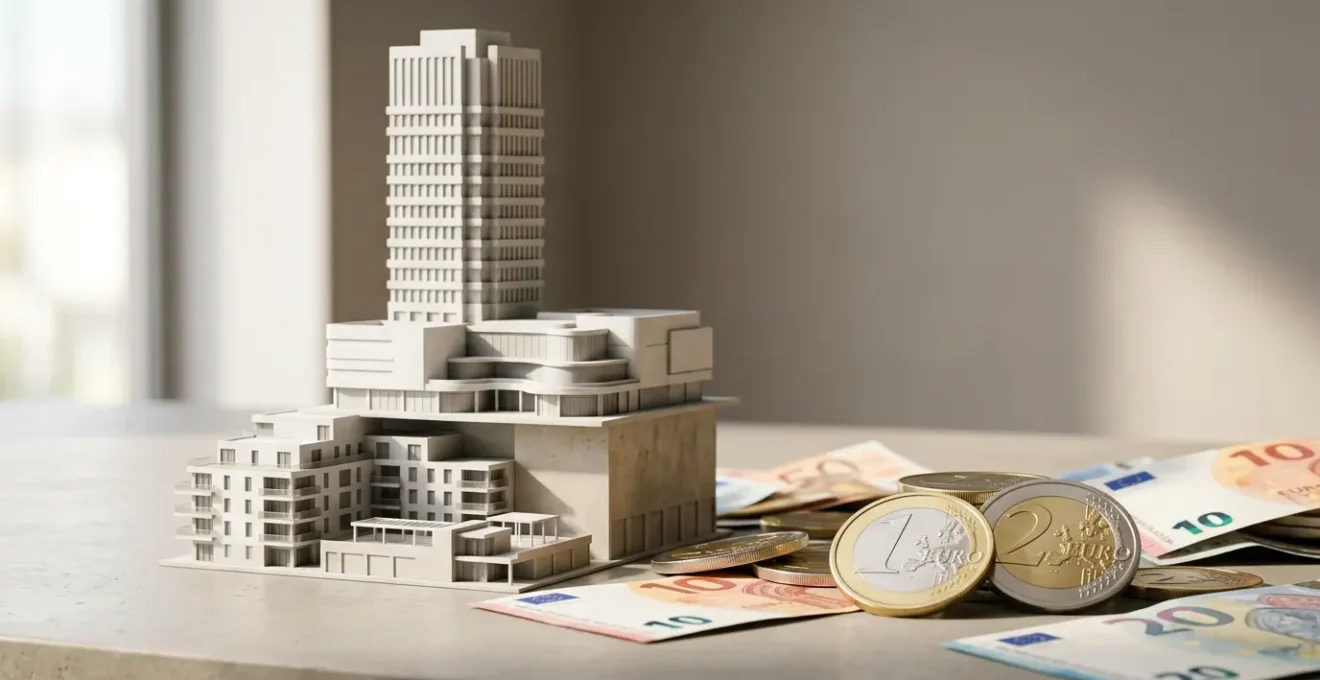 Concept d'investissement immobilier accessible montrant un portefeuille diversifié de biens