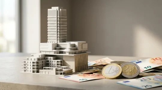 Concept d'investissement immobilier accessible montrant un portefeuille diversifié de biens