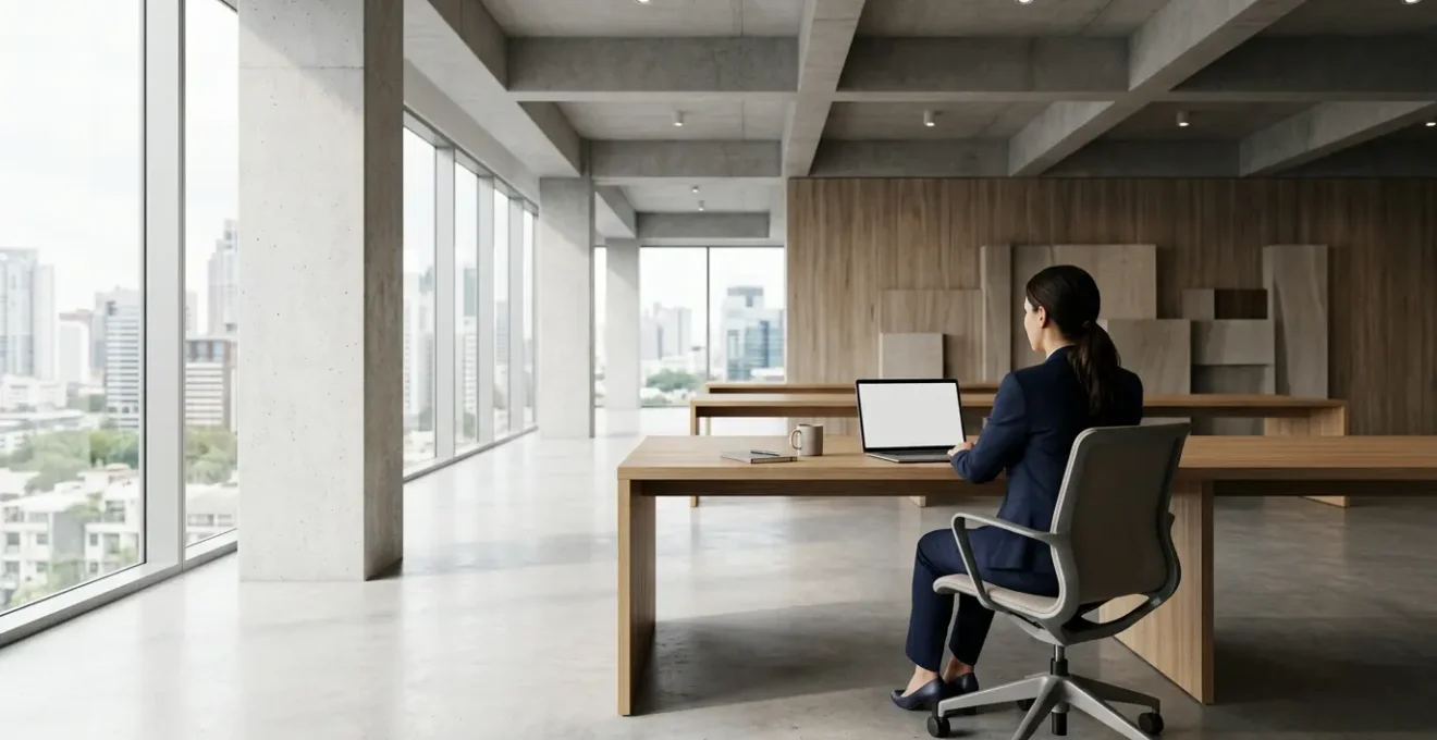 Vue d'ensemble d'un espace professionnel moderne illustrant la stratégie de financement par crédit-bail