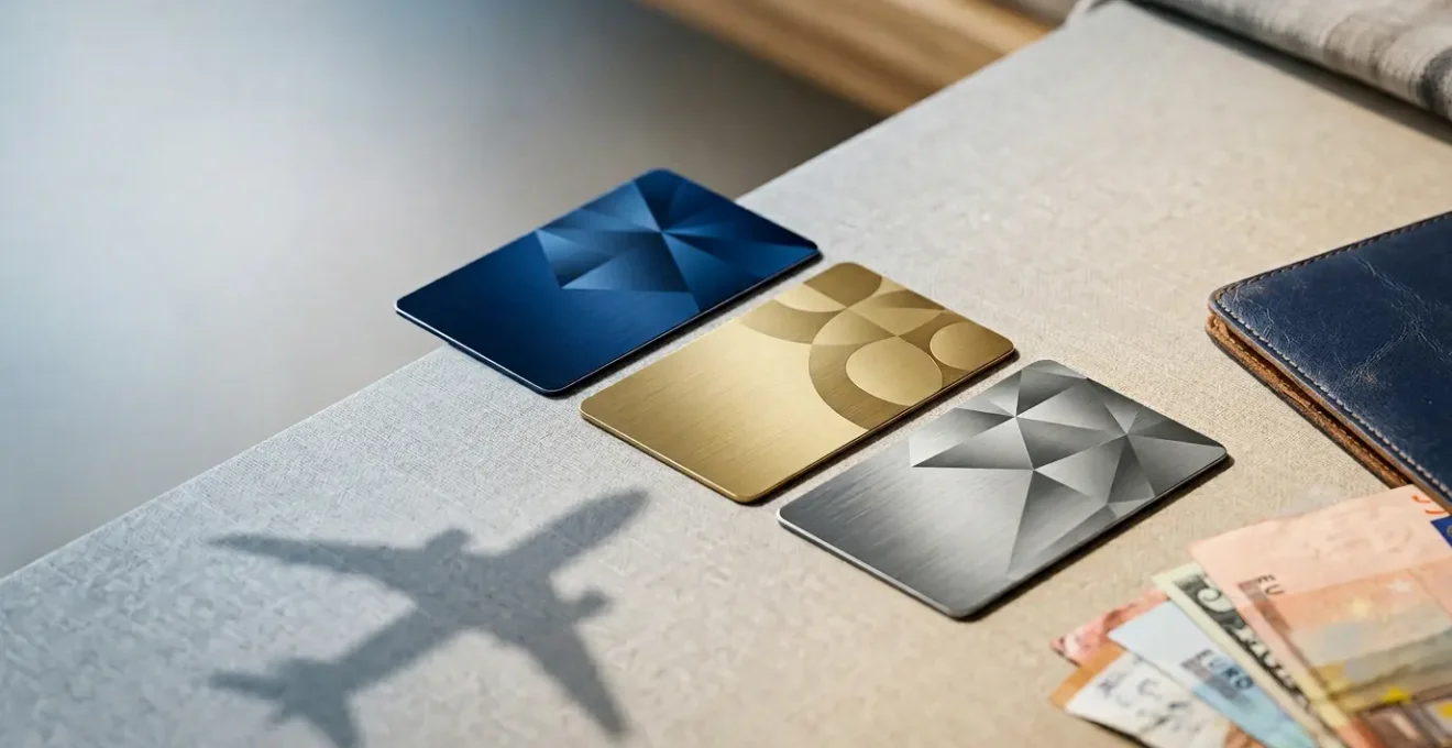 Comparaison visuelle de cartes bancaires de néobanques pour le voyage sans frais