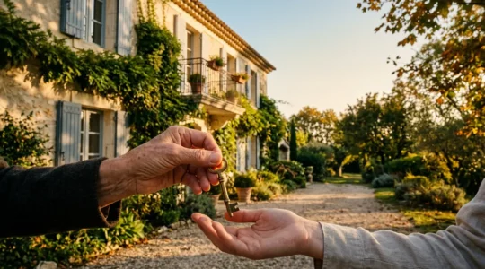 Concept de transmission patrimoniale entre générations avec une maison familiale